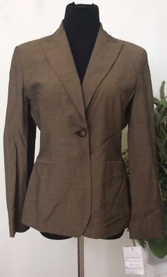 Chaqueta Blazer Para Mujer AK Anne Klein Marrón Mezcla Rayón Talla 8P NUEVA CON ETIQUETAS  Foto 1 de 4