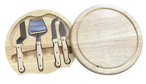 Legacy By Picnic Time Circo Cheese Board & Knife Set 5 Piece Round Wood Tray - Picture 1 of 2