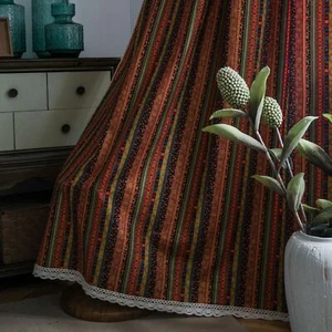 Juego de cortinas de ventana bohemia de 1 panel mezcla de lino decoración de dormitorio boho cortinas florales - Imagen 1 de 13
