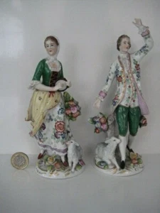 PAR DE FIGURAS DE PORCELANA SITZENDORF PASTOR Y PASTORA DRESDEN APLICADAS - Imagen 1 de 12