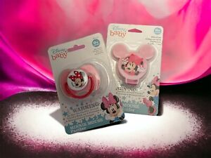 Disney Baby Minnie Mouse Pink Pacifier and Pacifier Holder 0+ Months NEW!