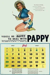 Calendario pinup de concesionario de automóviles de julio de 1952 de Detroit impresión Giclee-Iris 7 x 11 - Imagen 1 de 1