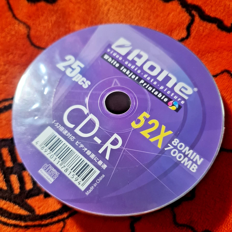 Aone 25 Pack White Inkjet Printable CD-R CD Blank Media Discs 52x 700mb SEALED - Image 1 of 4