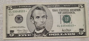 2001 $5 Bill AU STAR NOTE - Picture 1 of 2