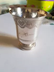 ancienne timbale Tulipe argent massif poinçon minerve 155 Grammes nominé HENRI - Bild 1 von 12