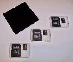 Lot of 3 New 512mb Micro SD Memory Cards, 512 mb MicroSD + Cleaning Cloth - USA - Picture 1 of 3