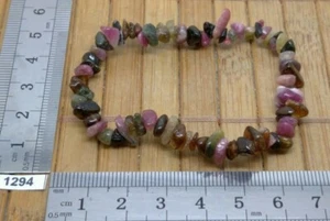 Bracelet baroque TOURMALINE MULTICOLORE pierre naturelle RARE - reiki chips - Picture 1 of 2