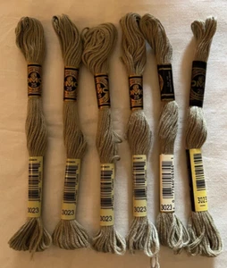 Six Skeins DMC #3023 Light Brown Gray 6-Strand Embroidery Cotton NIP - Picture 1 of 2