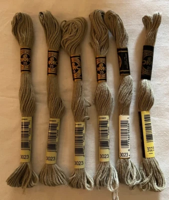Six Skeins DMC #3023 Light Brown Gray 6-Strand Embroidery Cotton NIP - Image 1 of 2