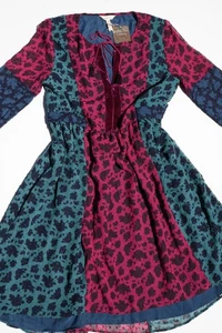 Matilda Jane Boho Lagenlook Patchwork Floral High Low Midi Dress Long Sleeve Tie - Picture 1 of 9