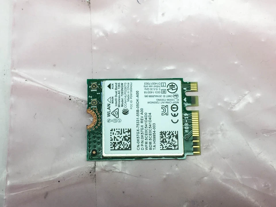 Tarjeta negra inalámbrica Dell XPS 13 9343 Intel doble banda WIFI K57GX 7265NGW Foto 1 de 1