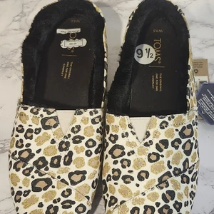 Toms Womens Alpargata Espadrilles Glitter Cheetah Print Slip On Flats Size 9 1/2 - Picture 1 of 9