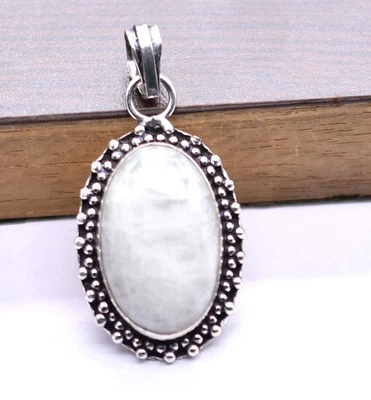 Pendentif En Pierre De Lune Ethnique Fait Main Bijoux 2" P 5318 - Photo 1/4