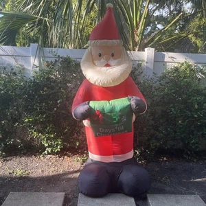 7' ANIMATED COUNTDOWN TO CHRISTMAS clock hands move SANTA LED AIRBLOWN GEMMY - Picture 1 of 8