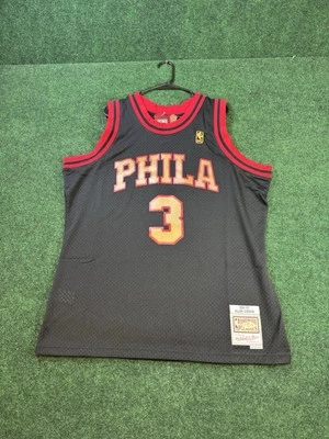 Camiseta deportiva para hombre Allen Iverson 3 76ers Mitchell Ness 1996-97 negra y dorada cosida XL Foto 1 de 4