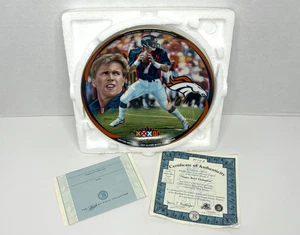 Piatto da collezione Bradford Exchange Super Bowl Champions 1998 John Elway COA VINTAGE - Foto 1 di 6
