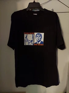 T-shirt vintage George Bush epoca "Good Bush, Bad Bush" US Clothing Co. nera XXL - Foto 1 di 8