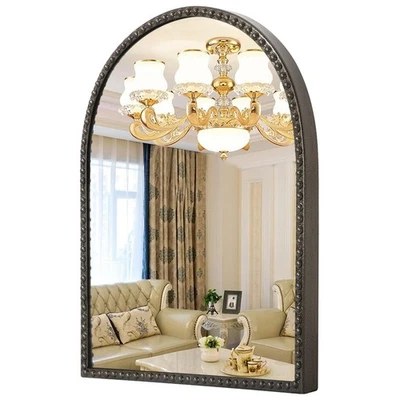 大拱镜浴室用,大号 30 英寸 x 20 英寸拱形壁镜,金属串珠... — 第 1/4 张图片