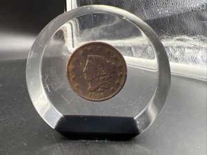 1826 1c Coronet Head Large Cent Penny US Copper Fine Details In Acrylic Display - Picture 1 of 8