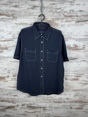Mens Vintage Armani Jeans linen shirts button up AJ lino size M navy - Image 1 of 4