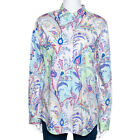 Etro mehrfarbiges Paisley-Shirt bedruckt Stretch Baumwolle Knopfleiste L