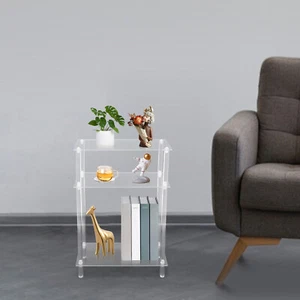 For Living Room 3-Tier Small Nightstand/Bedside Table Acrylic Narrow Side Table - Picture 1 of 24
