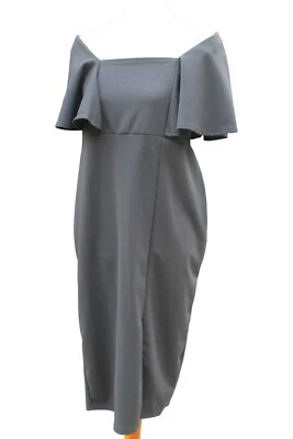 Boohoo Black Dress Size 10 Off The Shoulder Ruffle Maternity Dress NWOT  - Image 1 of 4