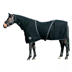 CATAGO Fleecedecke mit Halsteil 125cm schwarz Decke Abschwitzdecke Pferdedecke - Bild 1 von 2