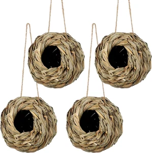 4 Pack Hanging Hummingbird Nest House for Outside, Ball Shape, Hand Woven, Durab - Picture 1 of 12