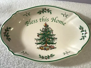 Spode Christmas Tree oblong tray Bless this Home CH3831 - Picture 1 of 7