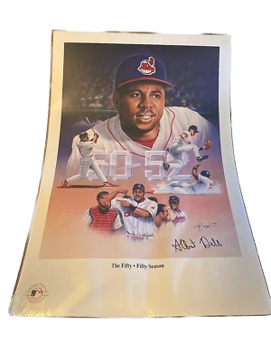 Póster Albert Belle MLB "The Fifty Fifty Season" autografiado 36x24", NUEVO/SELLADO Foto 1 de 4