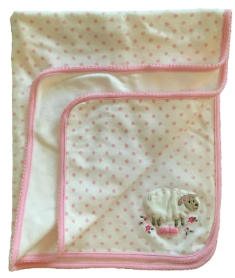 Manta Bebé Carter's Rosa Blanco Oveja Adorable 100% Algodón Cuna Seguridad Lovey Foto 1 de 4