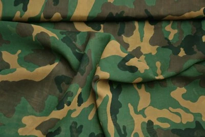 Chiffon braun schwarz grün Meterware Kleiderstoff 8,90€/m - Bild 1 von 2