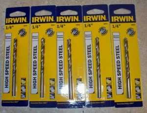 Lot of 5 Irwin 60516 1/4" 118 Conventional General Purpose High Speed Drill Bit - Picture 1 of 1