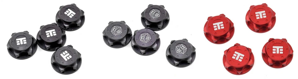 Tekno Wheel Nuts (4) T Star Logo 17mm Serrated M12x1.0 EB48 ET48 TKR5116 GM Red - Image 1 of 1