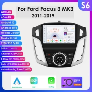 8Kern 6+64GB für Ford Focus MK3 2011-18 Android12 Autoradio GPS WIFI Carplay DAB - Bild 1 von 24