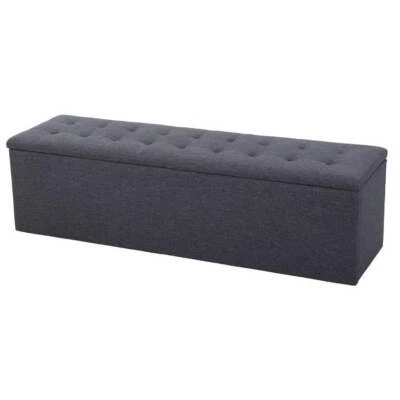 NNEDSZ Storage Ottoman Blanket Box Linen Foot Stool Rest Chest Couch Grey - Image 1 of 4