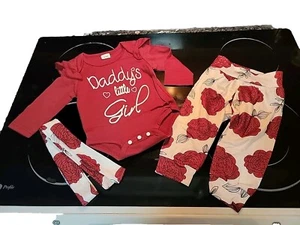 Daddy's Little Girl 3 Piece Designer Outfit LS Infant Sz 3-6 Months Top, Bottom - Picture 1 of 7