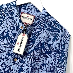 Joe Browns Shirt Size Medium M Long Sleeve Mens Blue Floral Regular Fit - Picture 1 of 12