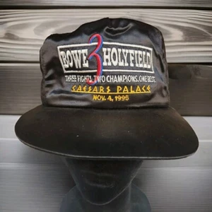 Vtg Bowe 3 Holyfield Caesars Palace Satin Hat Cap Adjustable 1995 Black 90s - Picture 1 of 4