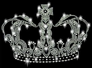 XL STRASSSTEINE KRONE BÜGELBILD HOTFIX APPLIKATION CROWN STRASS HOT FIX SILBER - Picture 1 of 2
