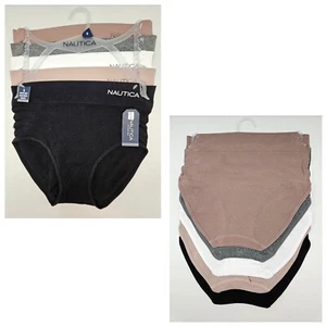 NAUTICA 5 pk Mujeres Pequeñas Suaves Cintura Alta Logo Bragas Marrón Gris Blanco Beige Negro - Imagen 1 de 6