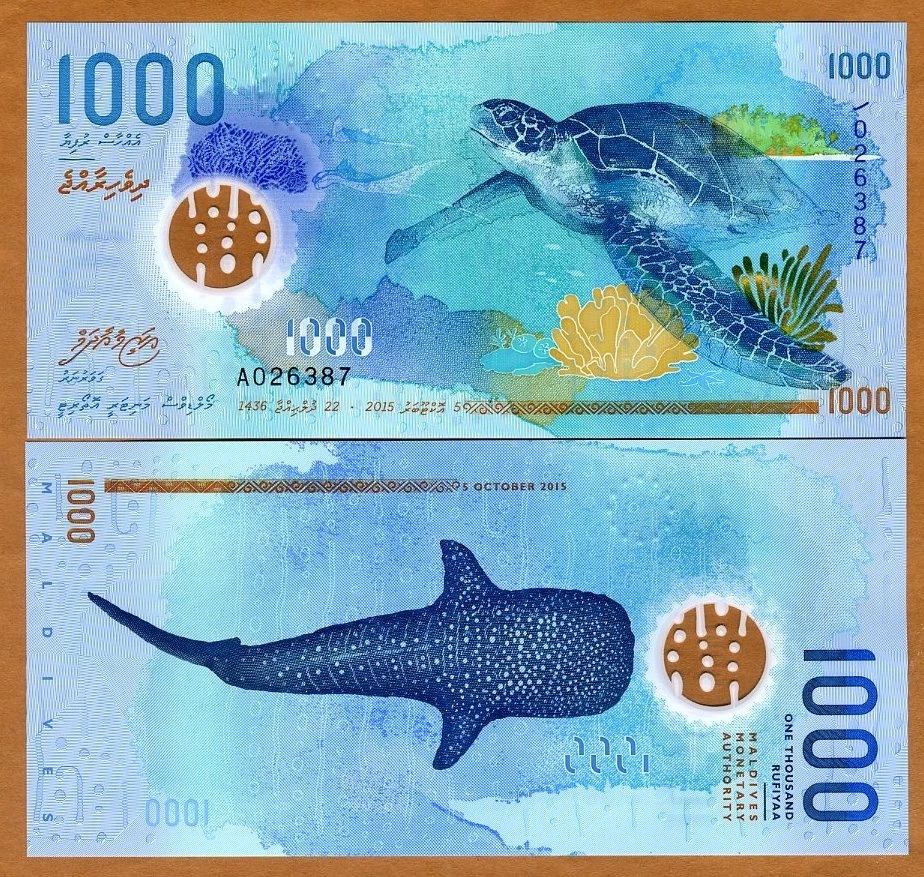 Maldivas, 1000 Rufiyaa, 2015 (2016), P-31, Polímero UNC Nuevo Diseño Foto 1 de 1