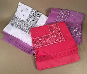 Lot of 16 Brand New 22" COTTON PAISLEY BANDANAS VARIOUS COLORS - Picture 1 of 6