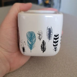 Feather Decor Ceramic Vase Succulent Planter Home Accent Boho Chic - Picture 1 of 7
