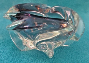 Vintage Hand Blown Glass Art Deco MCM Bowl Ashtray Purple Tint UNIQUE - Picture 1 of 6