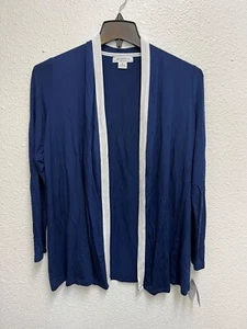 Liz Claiborne Weekend mittel/blau mit weißem Borte Pullover Cabana Fever neu mit Etikett - Bild 1 von 4