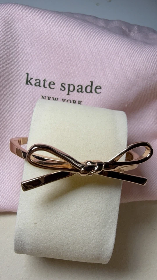 Kate Spade Large Rose Gold Bow Love Notes Bangle Bracelet - Image 1 of 4