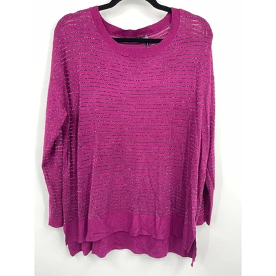 Daisy Fuentes Purple Knitted Long Sleeve Sweater Top Side Slit Womens Size XL - Image 1 of 4