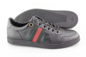 Men's GUCCI 'Coda' Black Leather Low-Top Sneakers Size US 11 GUCCI 10.5 - G - Picture 1 of 7
